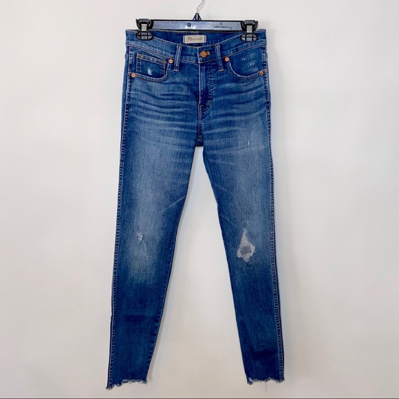 Madewell Blue Distressed 9” High Rise Skinny Jean - Picture 2 of 11